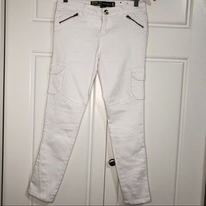 White Women Skinny Fit Slim Stretch Pant Button